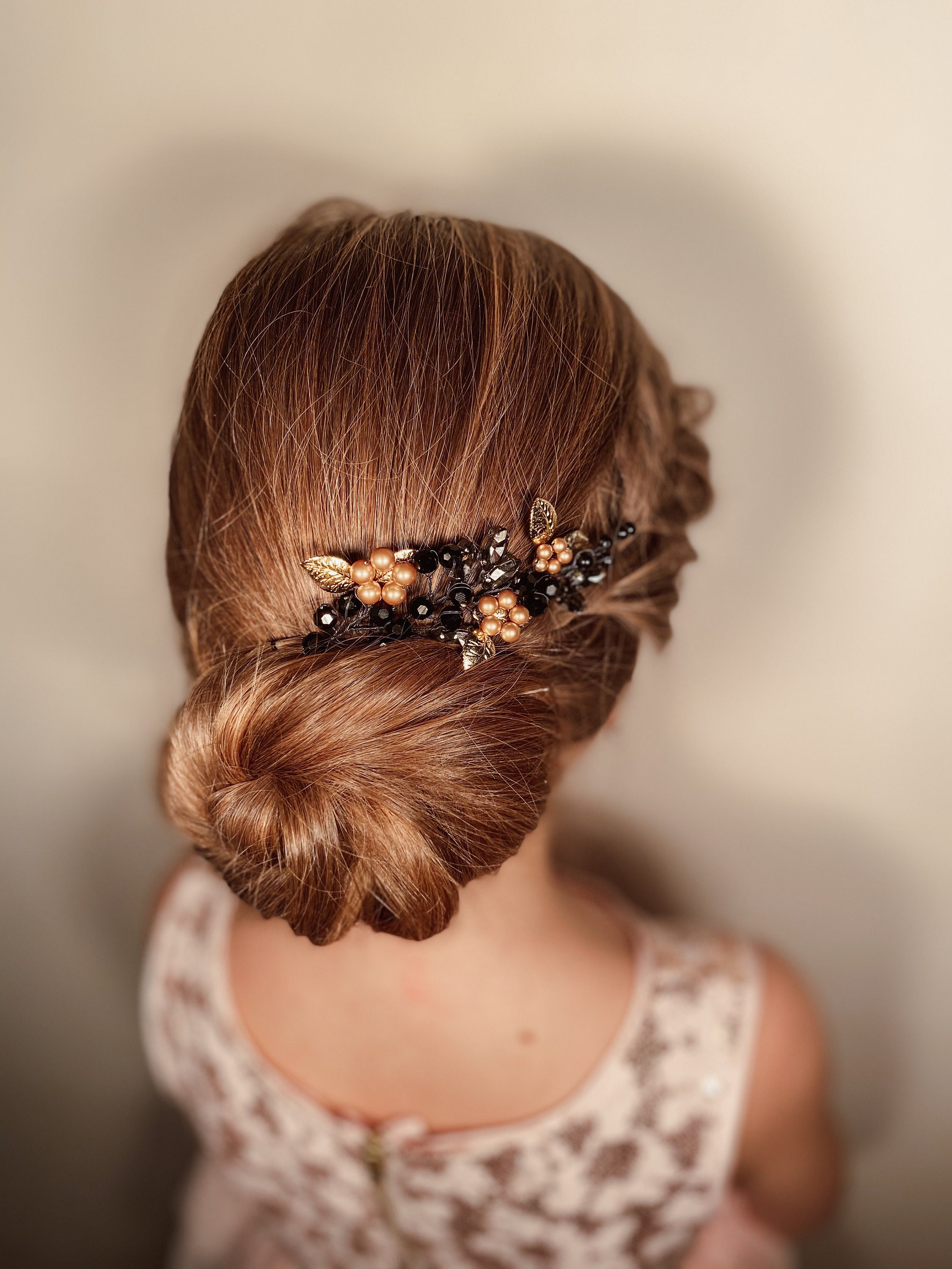 Hochzeit Haarschmuck Schwarz und Gold Braut Haarschmuck | Etsy