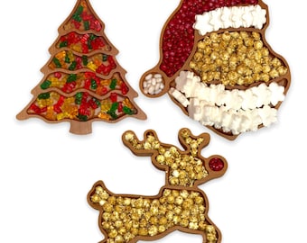 Christmas Snack Tray Bundle Cherry Wood Candy Dishes Popular Hostess Gift Handmade Christmas Decor