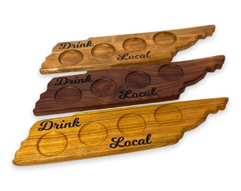 Tennessee beer flight board with or without glasses - your choice of wood - Drink Local