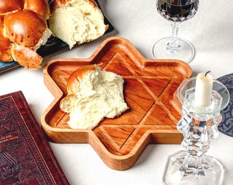 Star of David Tray Table Decoration Wood Star Judaica Kitchen Decor Dining Plate Food Safe Holiday Gift Hanukkah Celebration Table