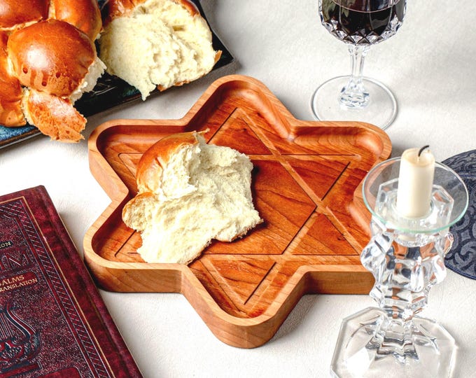 Star of David Tray Table Decoration Wood Star Judaica Kitchen Decor Dining Plate Food Safe Holiday Gift Hanukkah Celebration Table