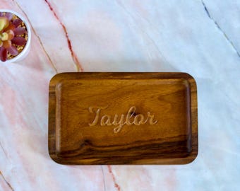 Personalized Valet Tray Organizer Storage Solution Men Gift Husband Birthday Gift Dad Custom Jewelry Dish Organizer Wooden Catchall Tray