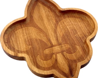 Fleur de Lis cherry wood dish  Home Decor French Country Style Accent Coffee Table Dining Room Decor New Orleans Inspired Design