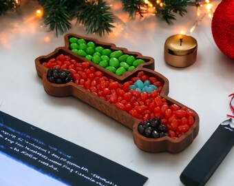 Vintage Truck and Christmas Tree Snack Tray. Unique Christmas decor.