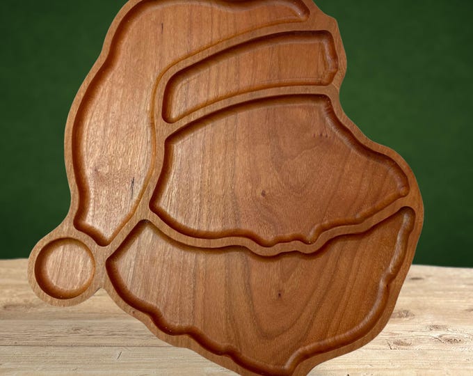 Santa Snack Tray for Christmas Holiday Parties Wooden Holiday Display Hostess Gift