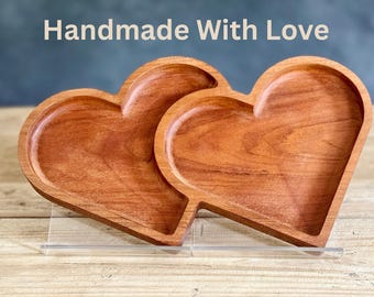 Wooden Heart Tray Handmade Wood Decor Valentine Gift Storage Wedding Anniversary Present Bridesmaid Gift Box Rustic Home Accent Gift for Mom