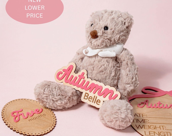 Personalized Baby Girl Birth Stats Sign  Newborn Announcement Plaque for Hospital Photos or Nursery Décor – Custom Wooden Baby Name Keepsake