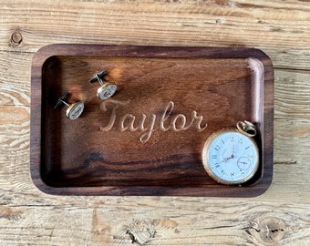 Every Day Carry Walnut Valet Tray - Perfect Personalized Gift for Groomsmen.