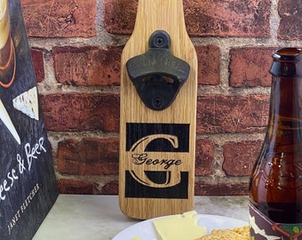 Personalized  wooden bottle opener. 21st birthday present, groomsman gift, custom bottle opener