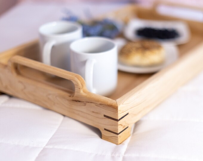 Ottoman Tray: Great for Coffee Table Decor or Breakfast in Bed, Wooden Serving Tray