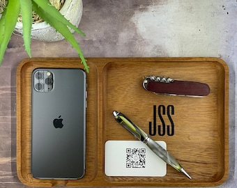 Personalized Wooden Valet Tray.  Organize your EDC gear, keys, and other essentials.