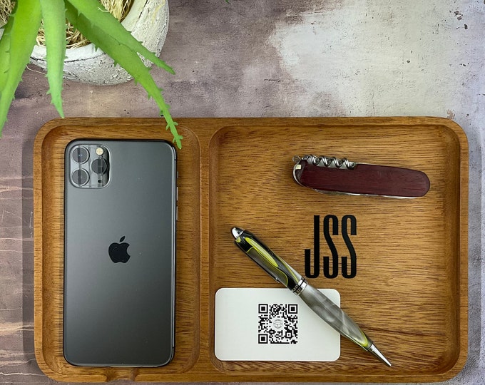 Personalized Wooden Valet Tray.  Organize your EDC gear, keys, and other essentials.