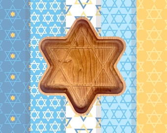 Star of David wooden tray; Jewish tradition; Shabbat table; Jerusalem; Use for Shabbat