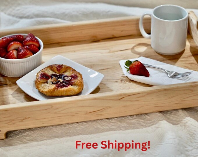 Custom Wood Serving Tray With Handles Rustic Design Maple With Walnut Accents Food and Drink Serve Food Presentation Dining Accessory Server