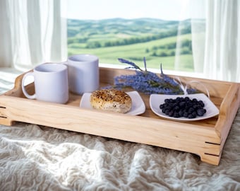 Custom Wood Serving Tray With Handles Dining Accessory Food and Drink Service Coffee Or Cocktails Versatile Wedding Or Anniversary Gift