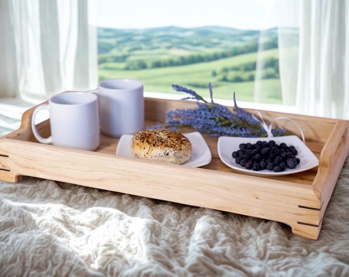 Custom Wood Serving Tray With Handles Dining Accessory Food and Drink Service Coffee Or Cocktails Versatile Wedding Or Anniversary Gift
