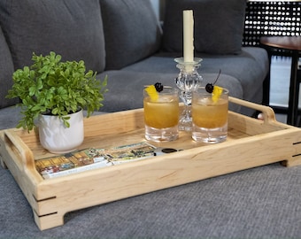 Ottoman Tray: Great for Coffee Table Decor or Breakfast in Bed, Wooden Serving Tray