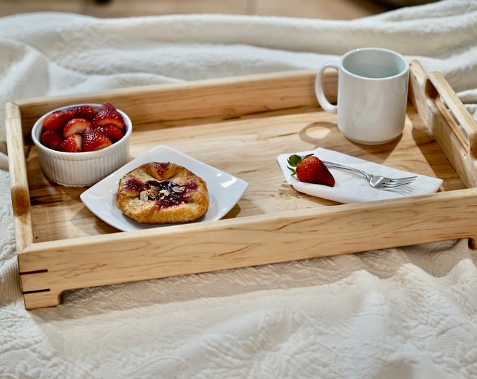 Ottoman Tray: Great for Breakfast in Bed or Coffee Table Decor, Wooden Serving Tray