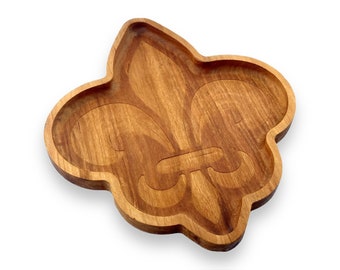 Fleur-de-lis snack tray; New Orleans Mardi Gras, wooden tray, let them eat cake, Mother's Day Gift