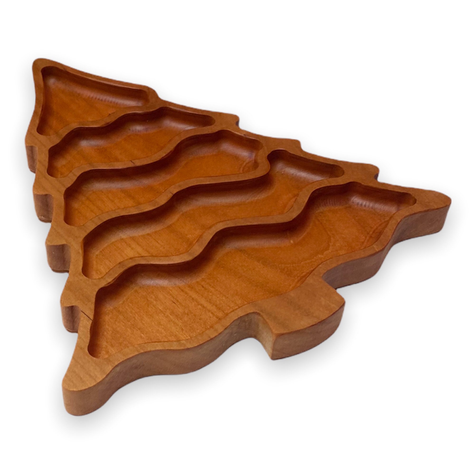 Christmas Tree snack candy tray Christmas party solid cherry wood
