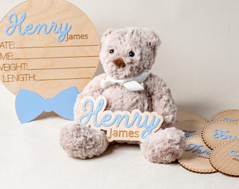 Baby Boy Birth Announcement Sign Newborn Stats Sign Milestone Card Monthly Photo Prop Gift New Mom  Infant Room Decor Newborn Hospital Sign