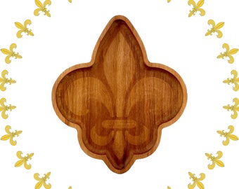 Fleur-de-lis snack tray; New Orleans Mardi Gras, wooden tray, let them eat cake, Mother's Day Gift