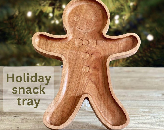 Gingerbread Christmas Tray for Christmas Cookies or Favorite Holiday Appetizers Home Decor Accent Piece Secret Santa Gift