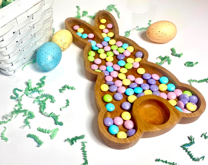 Easter rabbit candy dish; egg hunt Easter basket; candy holder; treats; spring decor