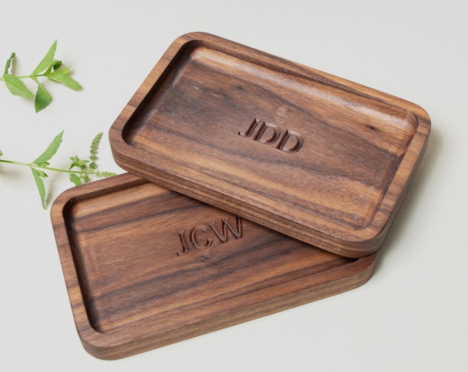 Personalized Valet Tray Organizer Storage Solution Men Gift Husband Birthday Gift Dad Custom Jewelry Dish Organizer Wooden Catchall Tray