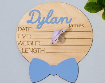 Baby Boy Birth Announcement Sign Newborn Stats Sign Milestone Card Monthly Photo Prop Shower Gift  Infant Room Decor Newborn Hospital Sign