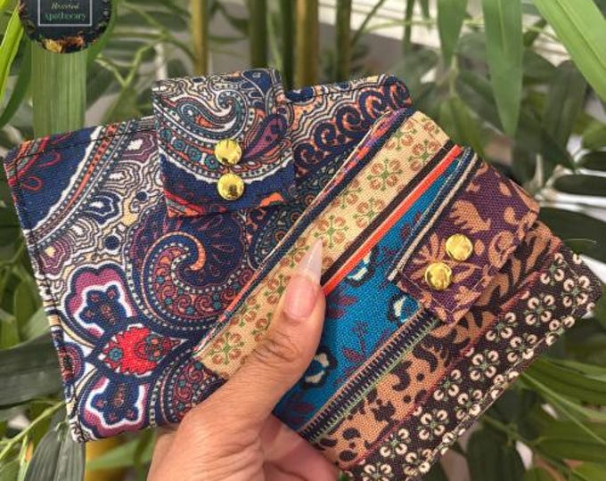 Handcrafted Rollerball Organizer | Fits .33 oz Oils | Essential Oil Pouch | Travel Roller Bottle Case | Boho Fabric Bag