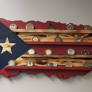 Texas Flag Challenge Coin Holder and Poker Chip Display in the Shape of ...