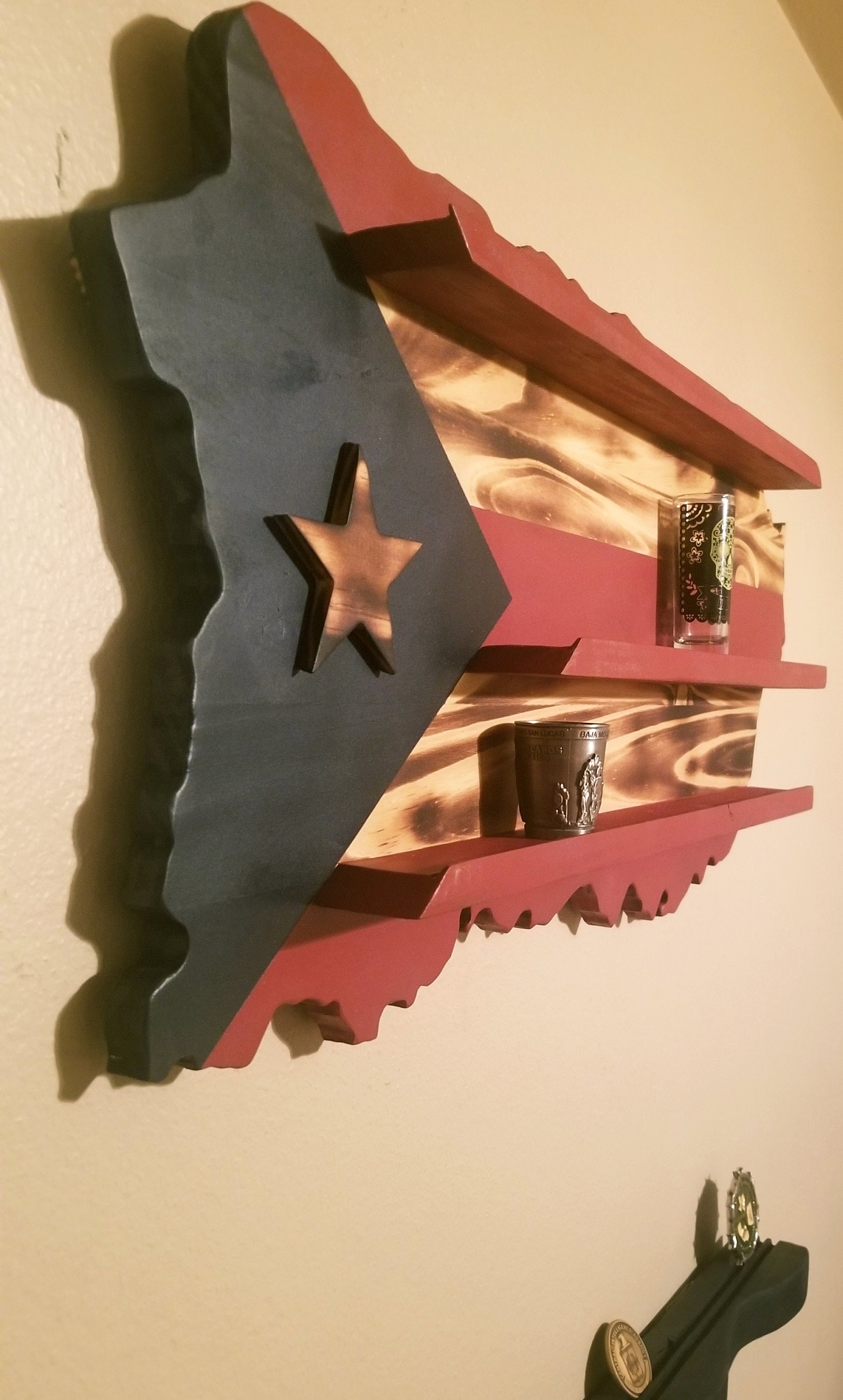Puerto Rico Display Puerto Rico Island Flag and Shot Glass Display, Bandera Puertoriqueña ...