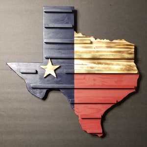Texas Flag Challenge Coin Holder and Poker Chip Display in the shape of the state map