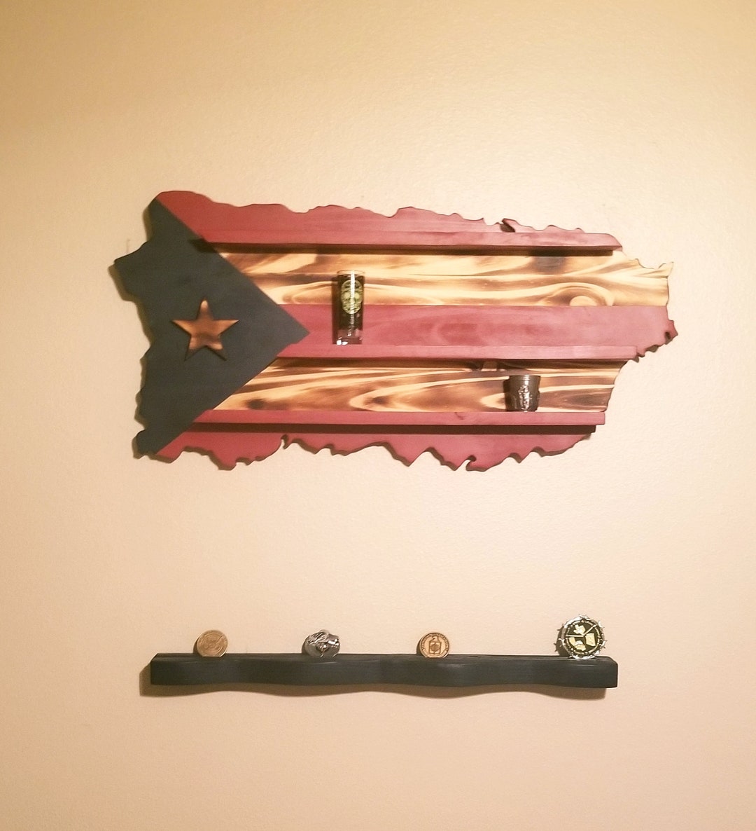 Puerto Rico Display Puerto Rico Island Flag and Shot Glass Display, Bandera Puertoriqueña ...