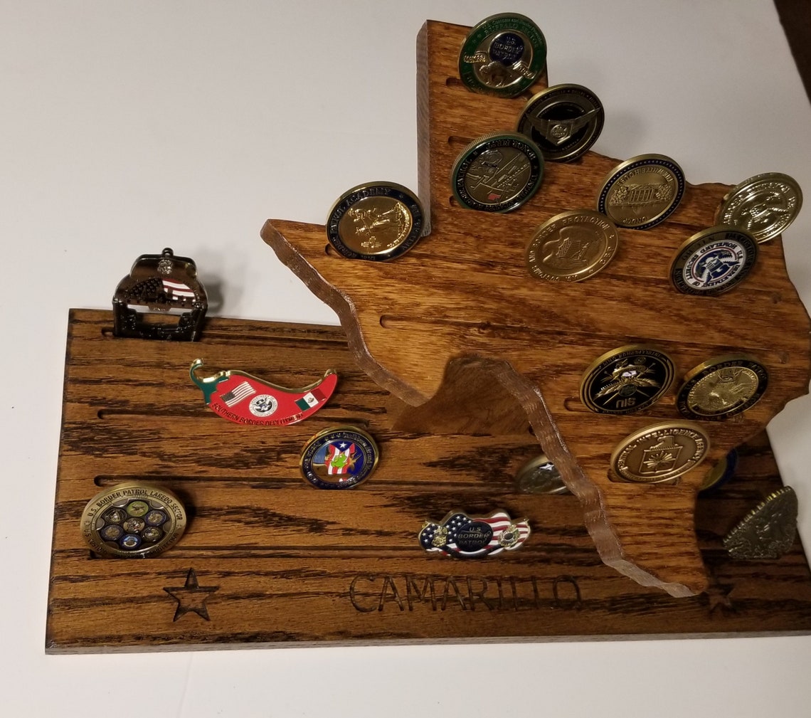 Texas Map Challenge Coin Holder and Poker Chip Display | Etsy
