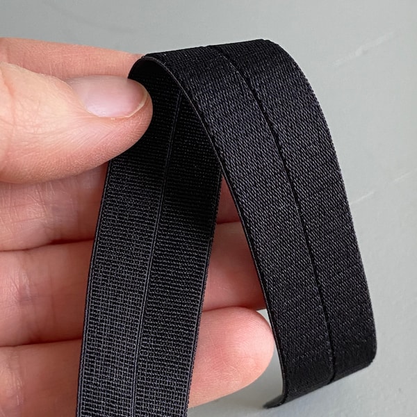 Satijn 3/4 inch zwart vouwen over elastische FOE Uitstekende kwaliteit 1, 5 of 10 yards / opvouwbare randen / topkwaliteit gemaakt Japan