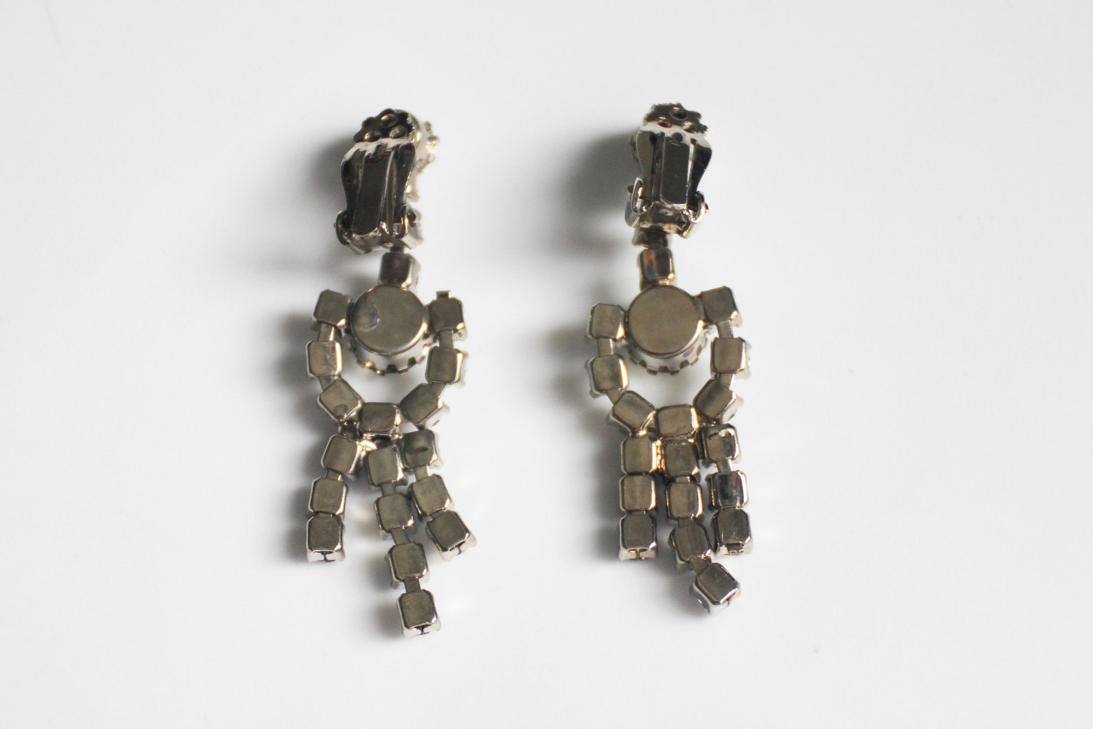 Vintage Rhinestone Dangle Clip on Earrings With Pattern - Etsy UK