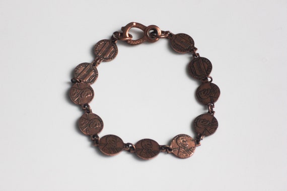 Vintage Copper Coin Penny Money Bracelet - image 1