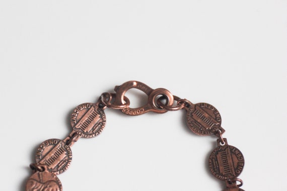 Vintage Copper Coin Penny Money Bracelet - image 4