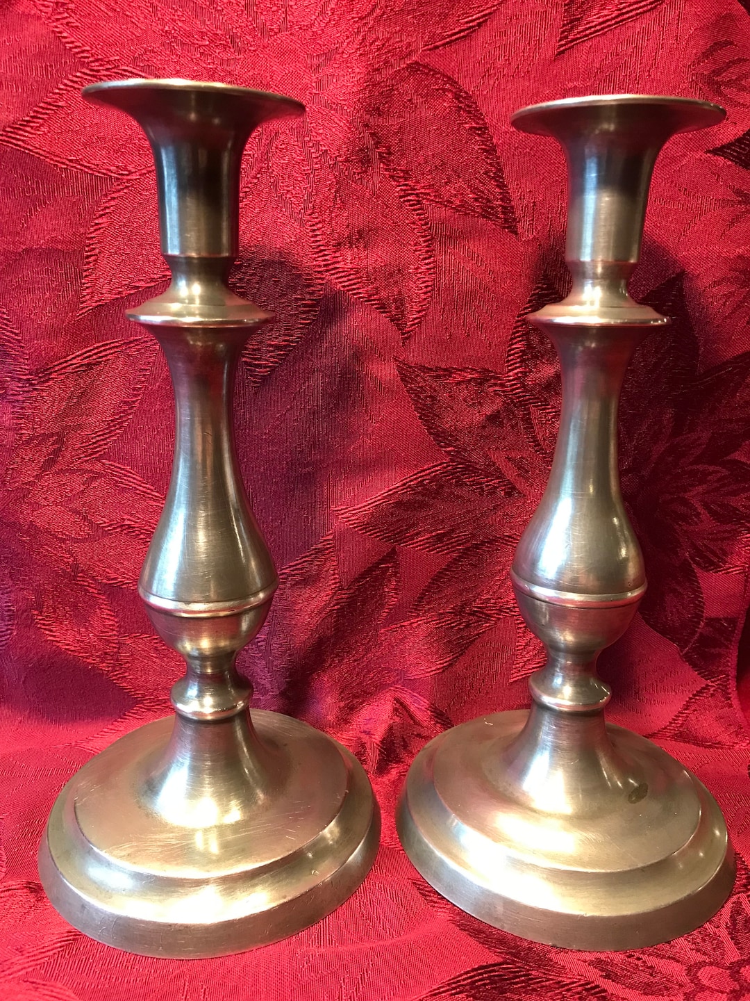 Pair of 10 Antique American Pewter Candlesticks by Henry Etsy