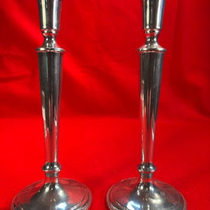 Par de candelabros de peltre estilo imperio con peso, estilo vintage, de 26 cm de alto, n.° 790