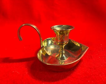 Vintage Solid Brass Heart Shaped Candle Stick Holder 1960's Made in India