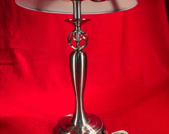 Mid Century Modern Brushed Aluminum Table Lamp in Flying Saucer Mushroom Design