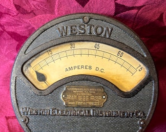 Vintage Steampunk Weston Electrical Instrument Co. Amperes D.C. Meter c.1901