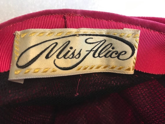 1950s Vintage Miss Alice Velvet Ladies Hat - image 6