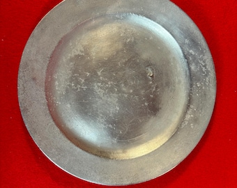 Marked Antique 18th Century 9-1/4&quot; English Pewter Smooth Brim Plate by Joseph Spackman 1753