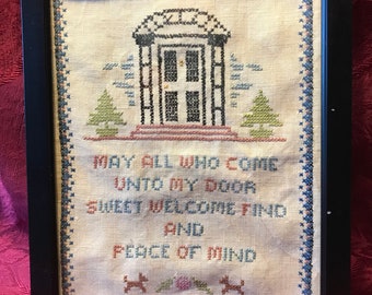 Vintage Hand Stitched Kit Sampler c. 1930s