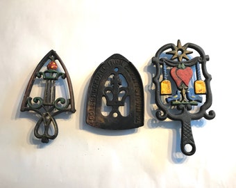 Vintage Set of 3 Cast Iron Trivets