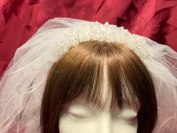Vintage Radiance By Washington Millinery Wedding Tiara NEVER WORN Vintage Radiance Bridal Veil White Fire Opal Crystal Tiara  main image 4